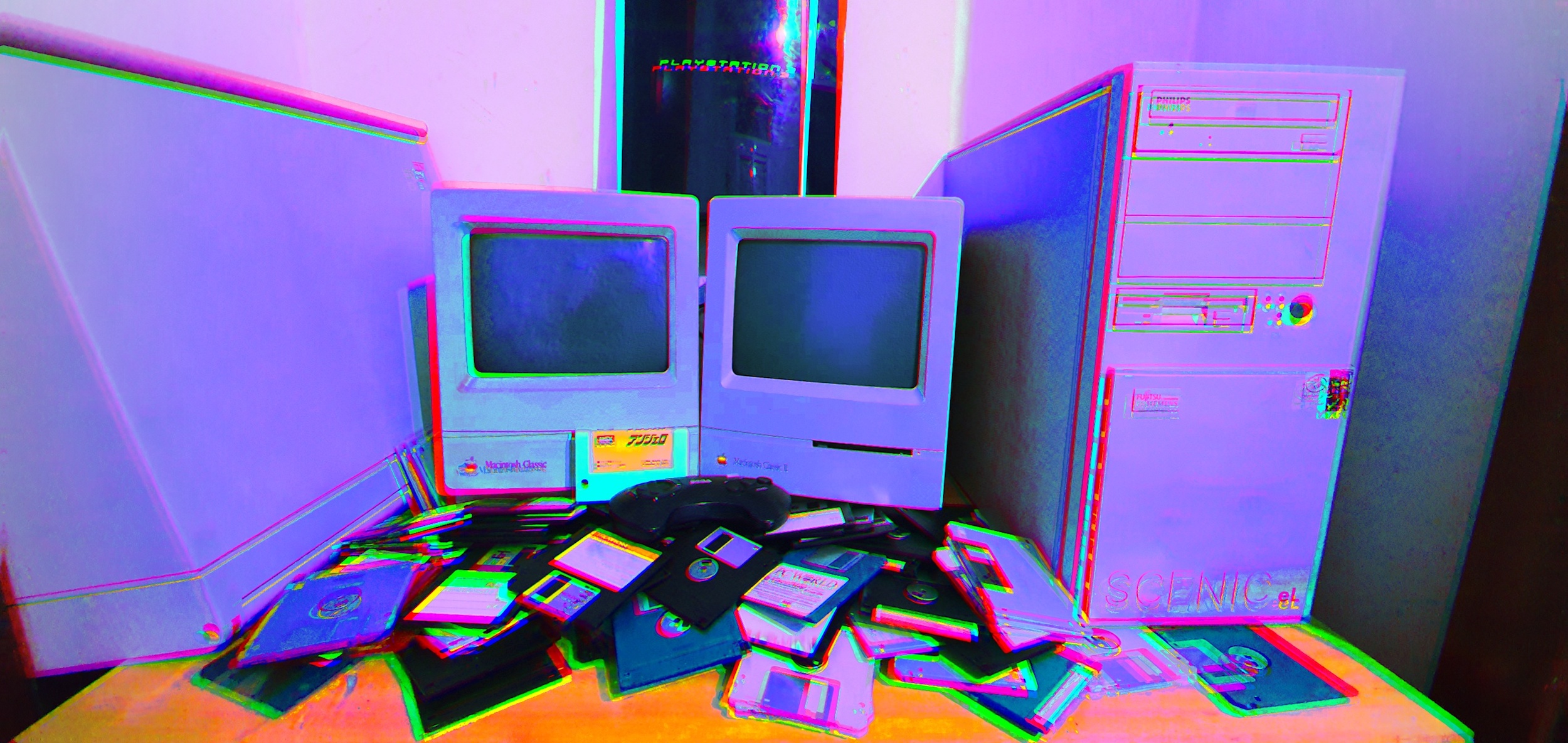 Old Computer Setup with Floppy Disks